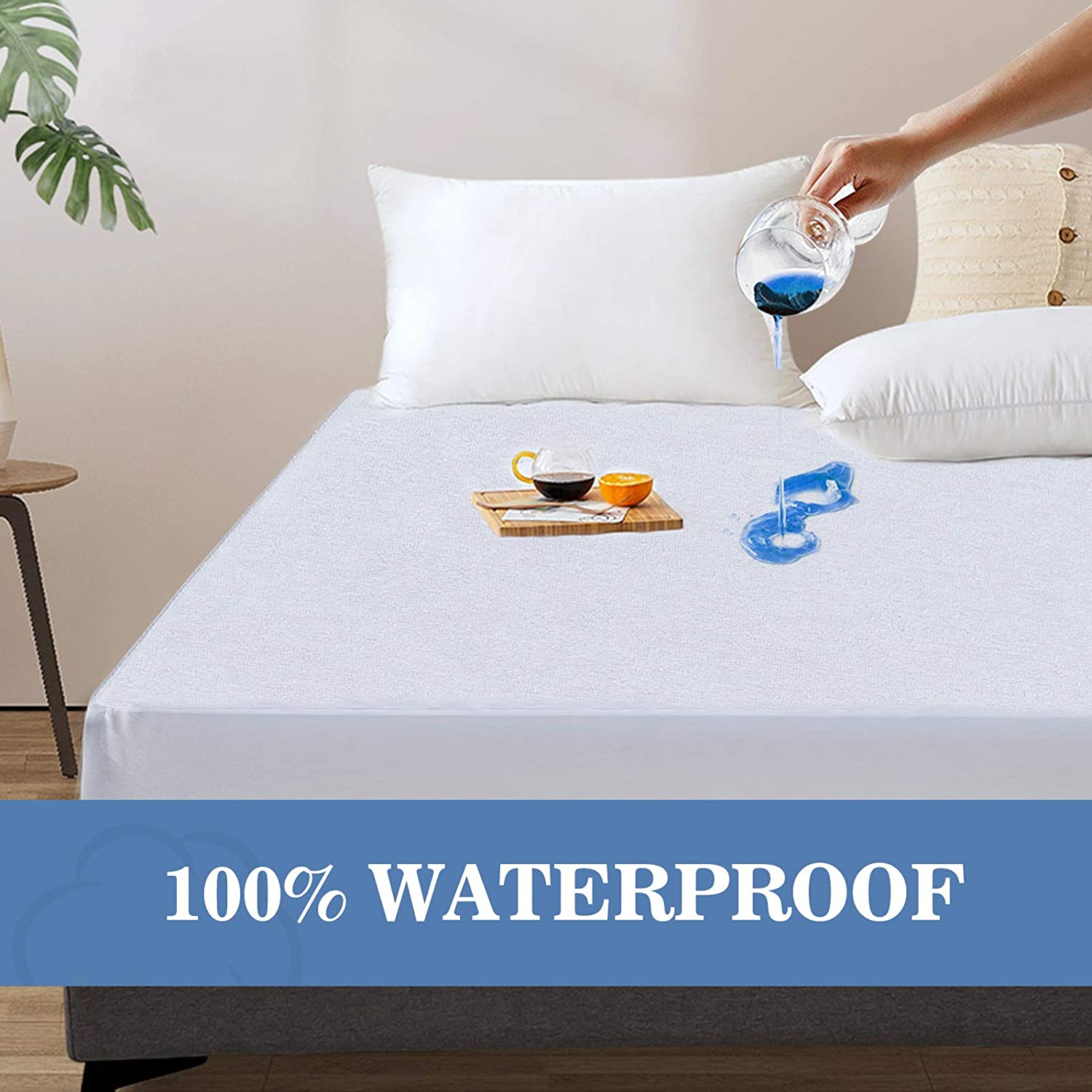 Waterproof Mattress Protector Single/Double/King/Queen Deep Pocket Anti Allergy Dust Mite Bed Bug Proof | Mattress Cover | Waterproof Protector