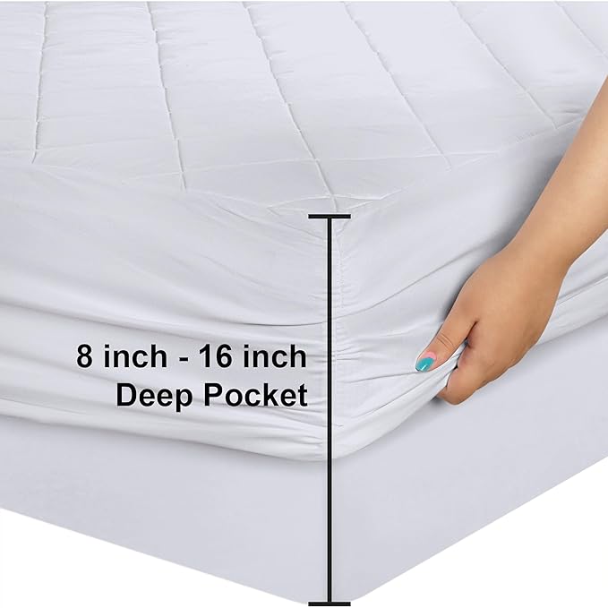 Quilted Waterproof Mattress Fitted Cover | Quilted Waterproof Mattress Protector | Easy to Fit Mattress Protector - Image 3