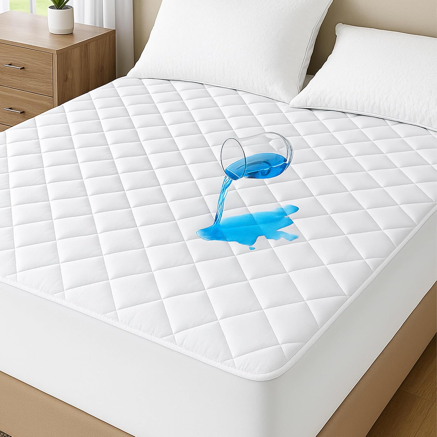 Quilted Waterproof Mattress Fitted Cover | Quilted Waterproof Mattress Protector | Easy to Fit Mattress Protector - Image 2